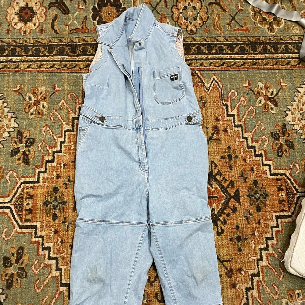 Wildfang lightweight sleeveless denim boiler suit coveralls jumpsuit size 1x